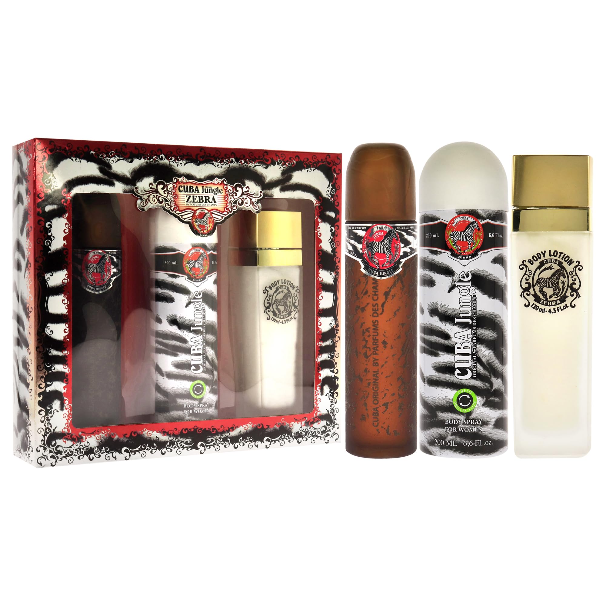 Foto 4 pulgar | Set De Regalo Perfume Cuba Jungle Zebra De 3 Piezas Para Mujer - Venta Internacional.