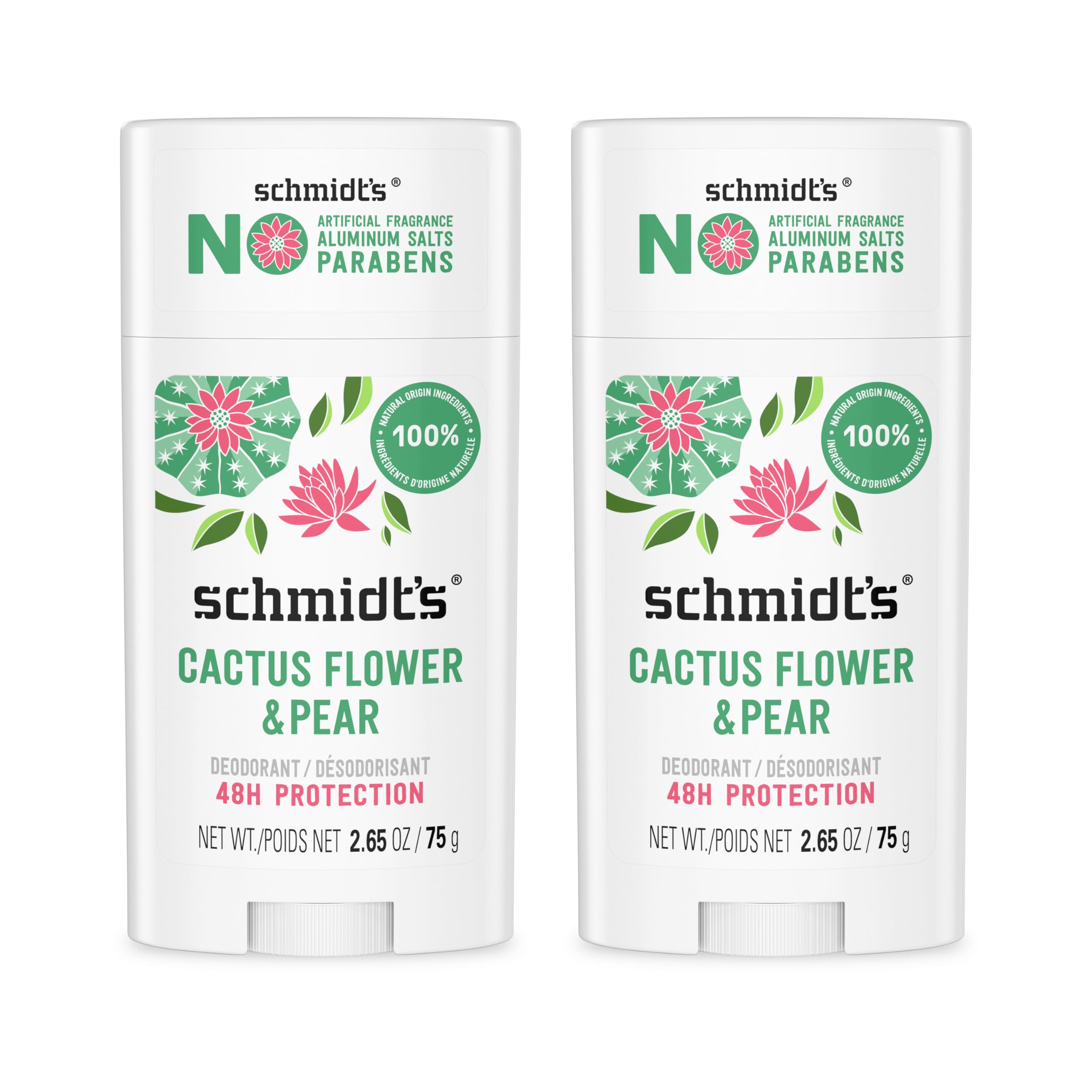 Foto 2 pulgar | Desodorante Schmidt's Cactus Flower & Pera  75 Ml  24 Horas  Paquete De 2 - Venta Internacional.
