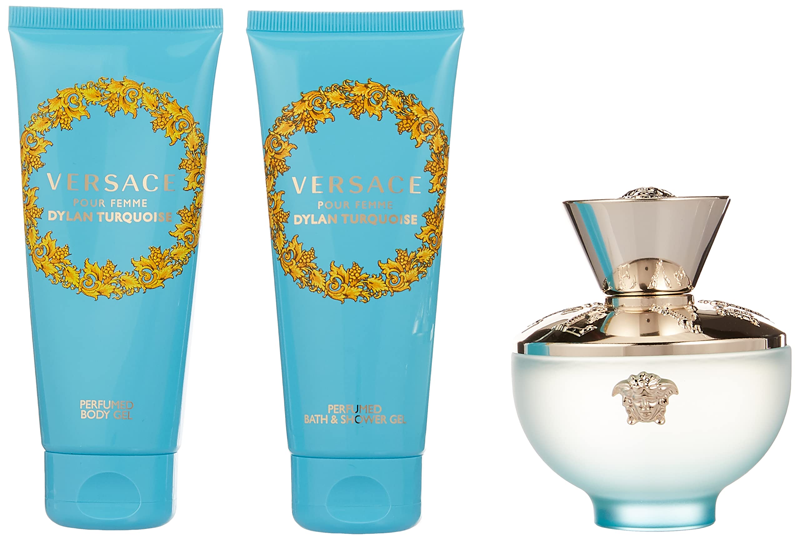 Foto 2 | Set De Regalo Versace Dylan Turquesa Para Mujer Con Gel De Ducha  Gel Corporal  Perfume Edt Y Bolsa - Venta Internacio