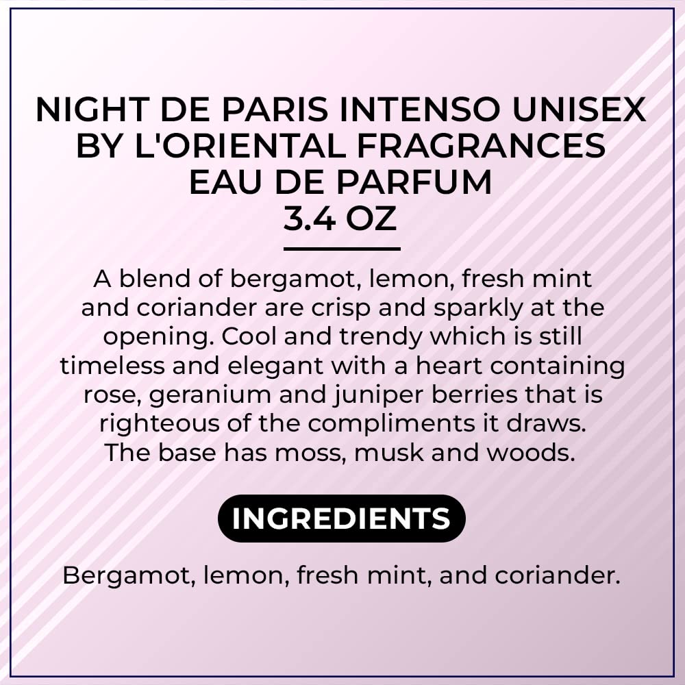 Foto 8 pulgar | Perfume L'orientale Fragrances Night de Paris Intenso 100 ml - Venta Internacional