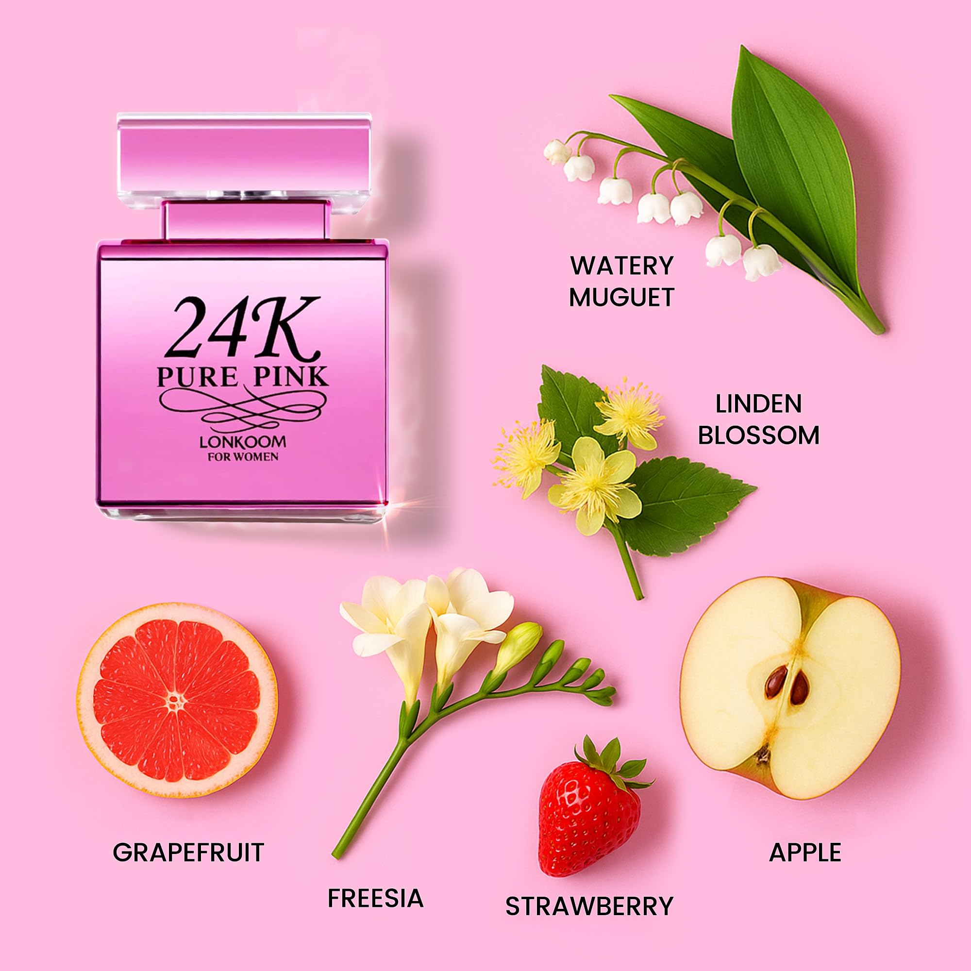 Foto 3 pulgar | Perfume Lonkoom 24k Pure Pink Eau De Parfum Para Mujer  100 Ml - Venta Internacional.