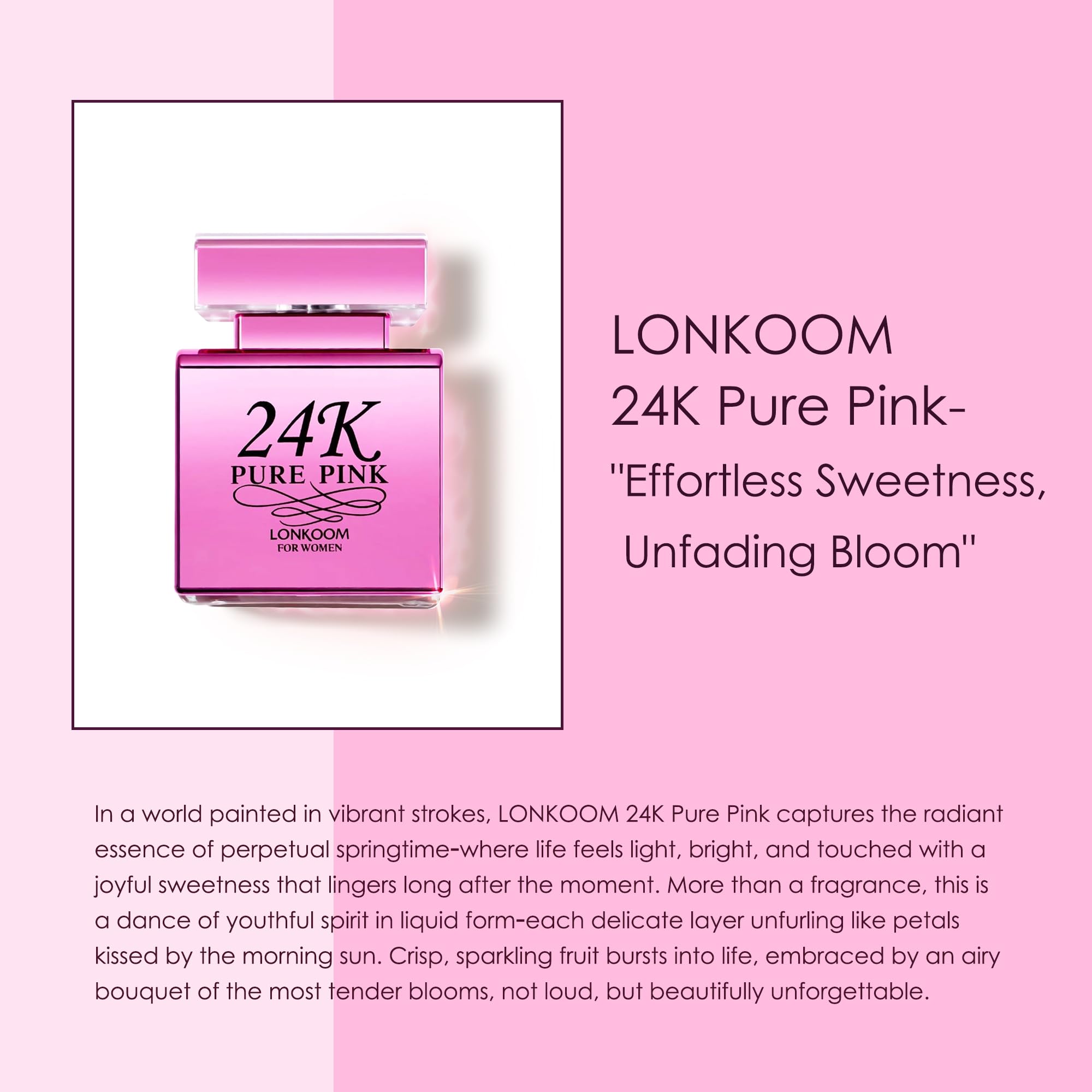 Foto 4 pulgar | Perfume Lonkoom 24k Pure Pink Eau De Parfum Para Mujer  100 Ml - Venta Internacional.