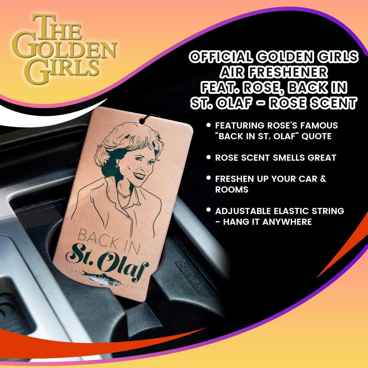 Foto 8 pulgar | Ambientador Para Coche Just Funky Golden Girls Con Aroma A Rosas - Venta Internacional.