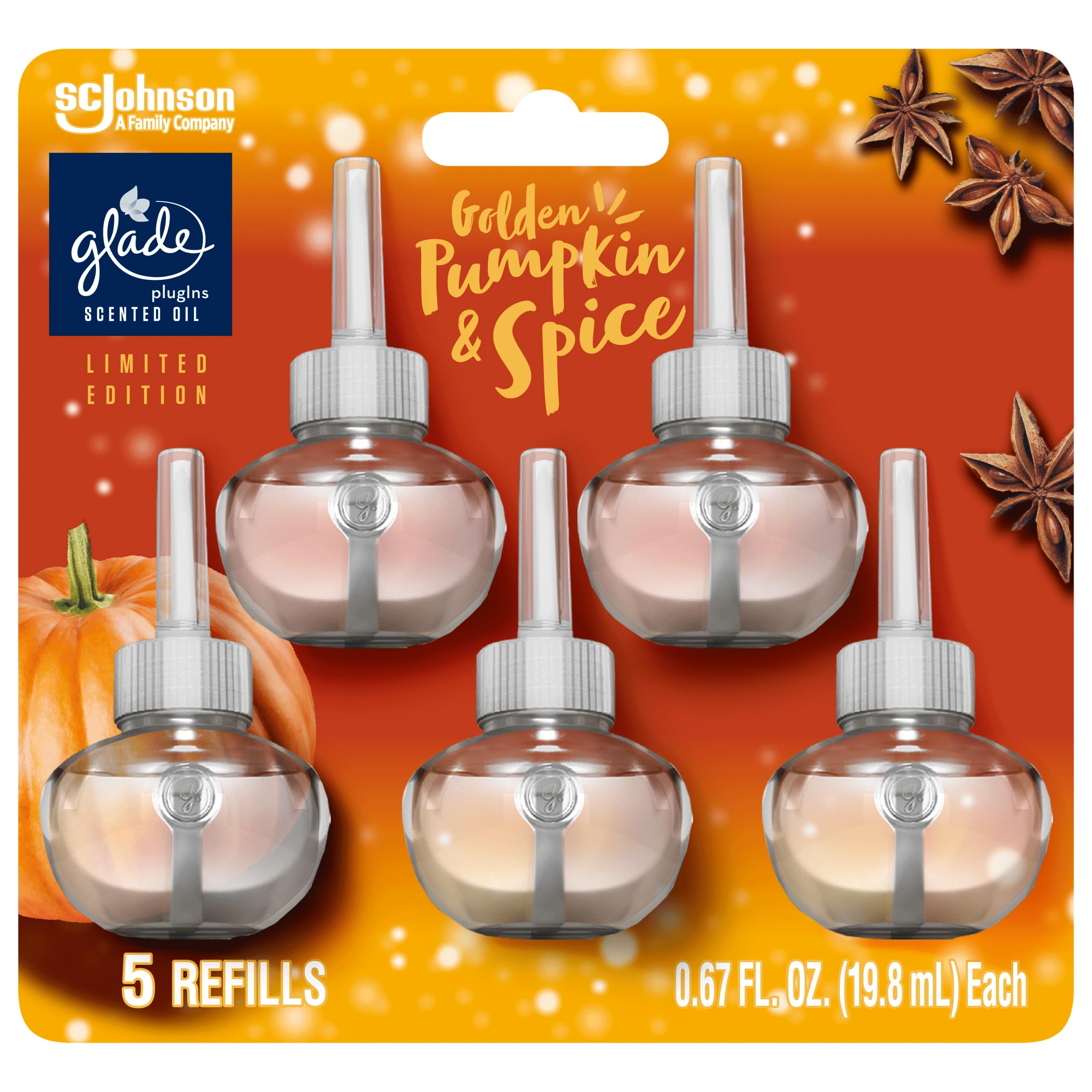 Foto 2 pulgar | Recambios Para Ambientador Glade Plugins Golden Pumpkin  100 Ml  Paquete De 5 - Venta Internacional.