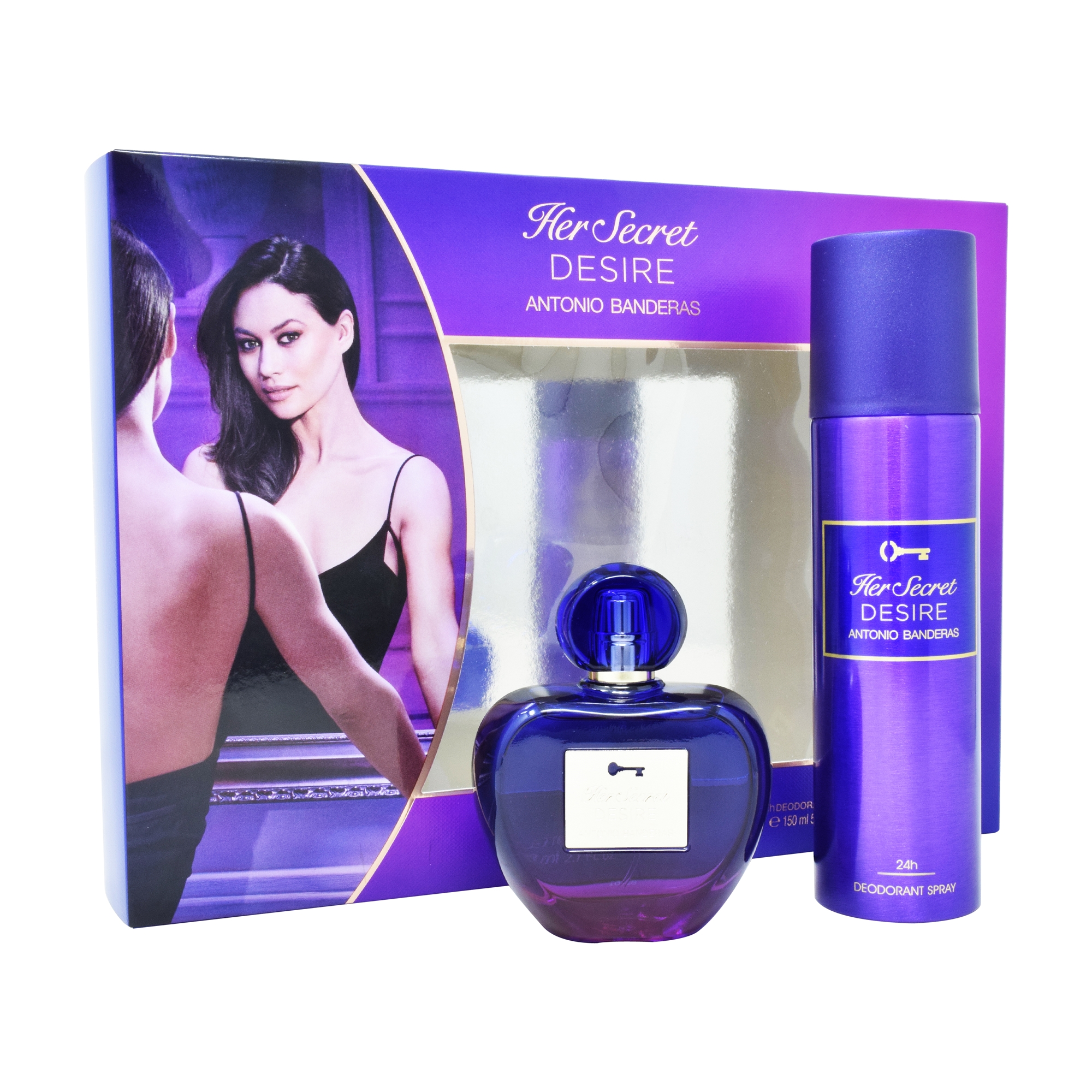 Foto 1 | Set de 2 Piezas Antonio Banderas Her Secret Desire de 80 ml Edt Spray + Desodorante 150 ml Spray