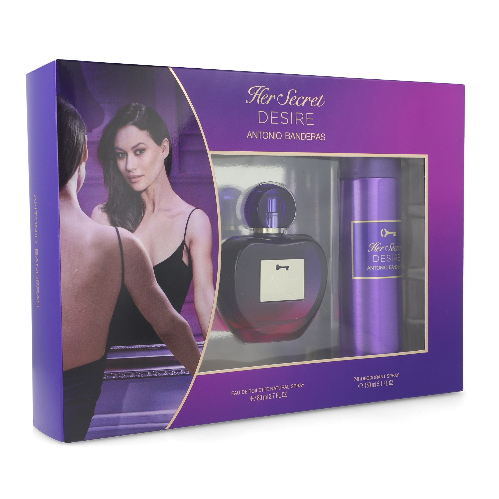 Foto 2 | Set de 2 Piezas Antonio Banderas Her Secret Desire de 80 ml Edt Spray + Desodorante 150 ml Spray
