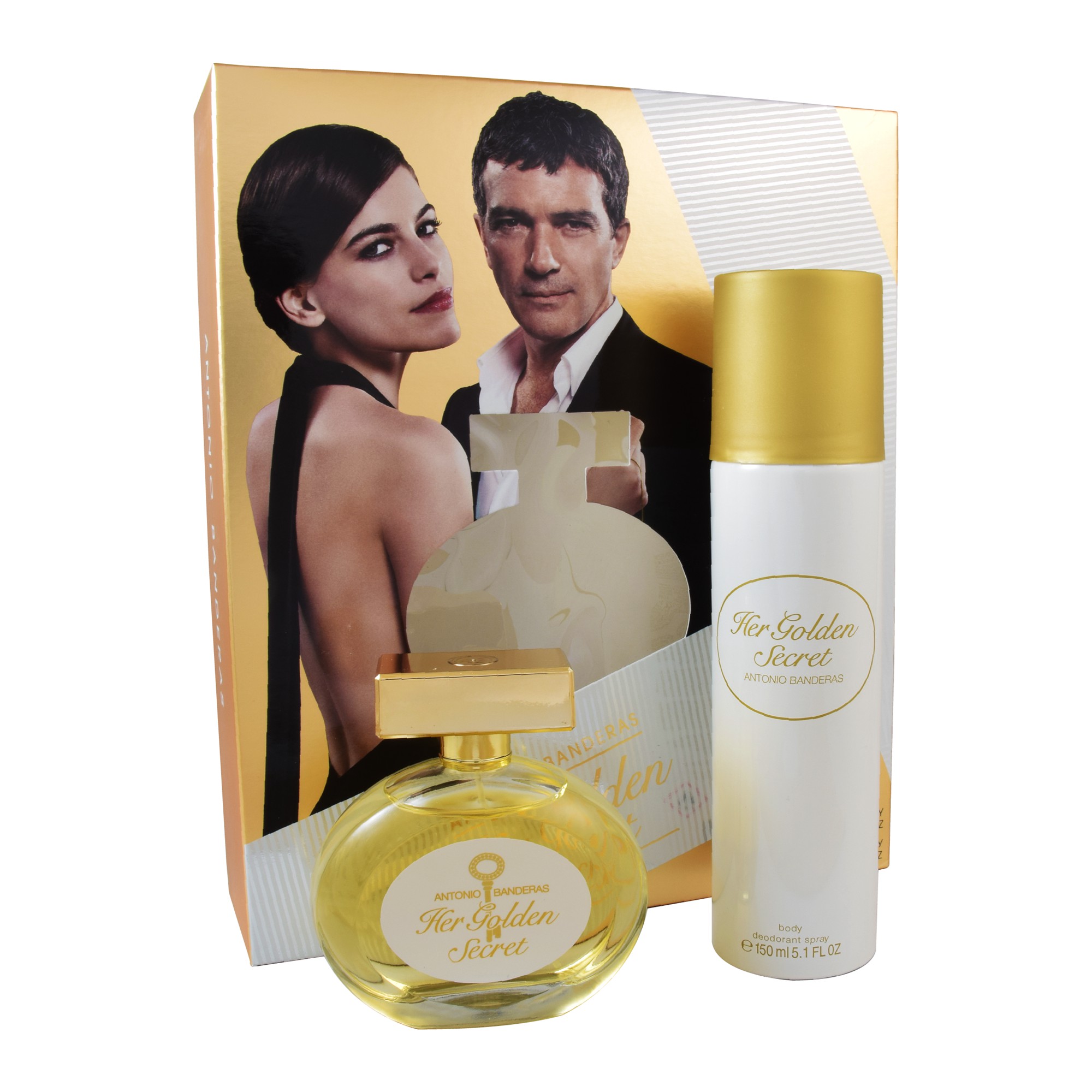 Foto 2 pulgar | Set 2 Piezas Antonio Banderas Her Golden Secret 80 ml Edt Spray y Desodorante 150 ml para Dama