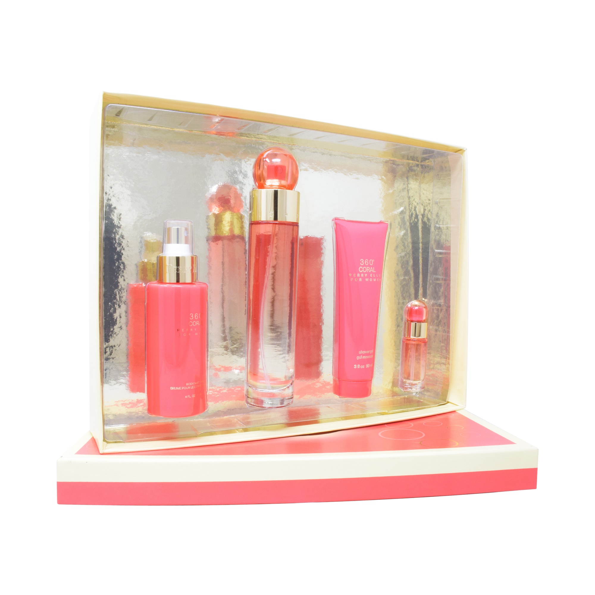 Foto 1 | Set para Mujer Perry Ellis 360° Coral 100 ml Edp Spray/Shower 90ml/Body Mist 118 ml Spray/7.5 ml Edp Spray
