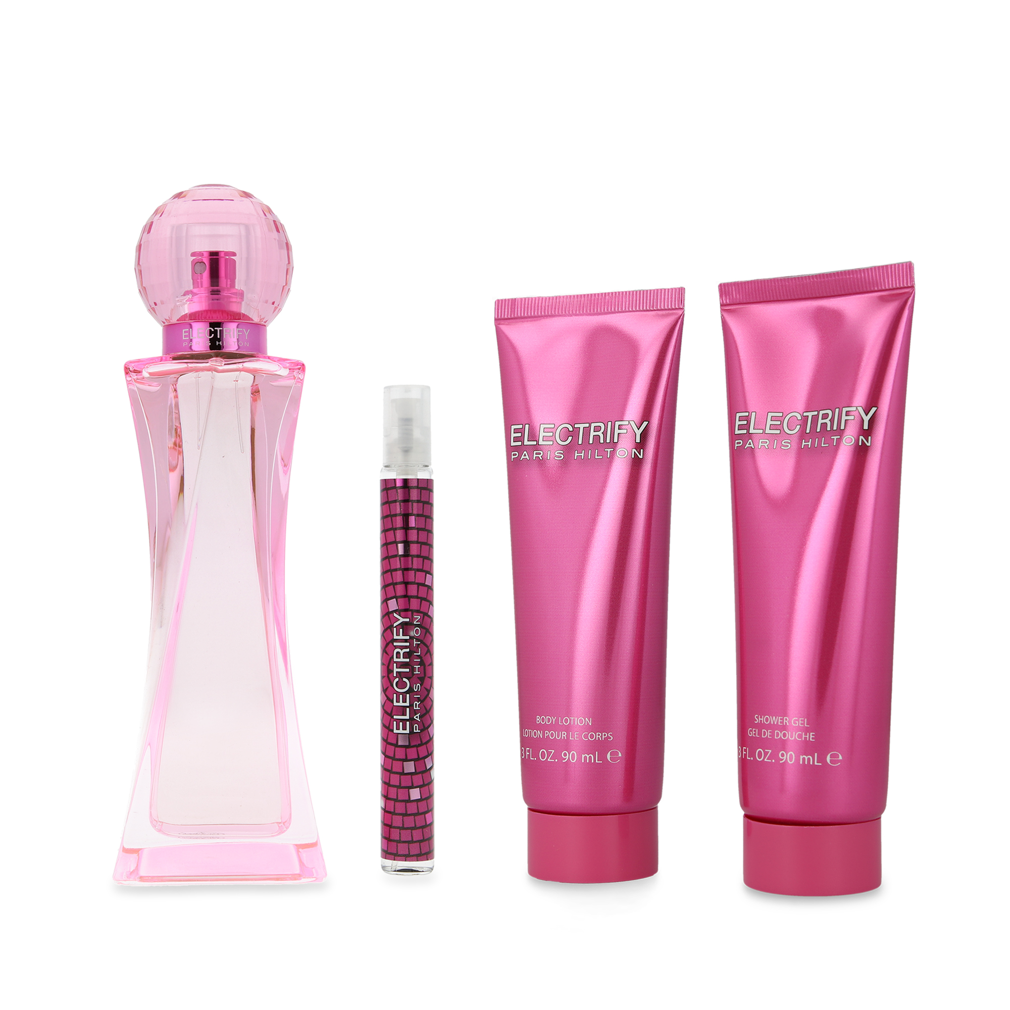 Foto 2 pulgar | Set Paris Hilton 1440007170 Electrify 4  PZS 100 ML EDP Spray Shower Gel 90 ML Body Lotion 90 ML 10 ML EDP Spray