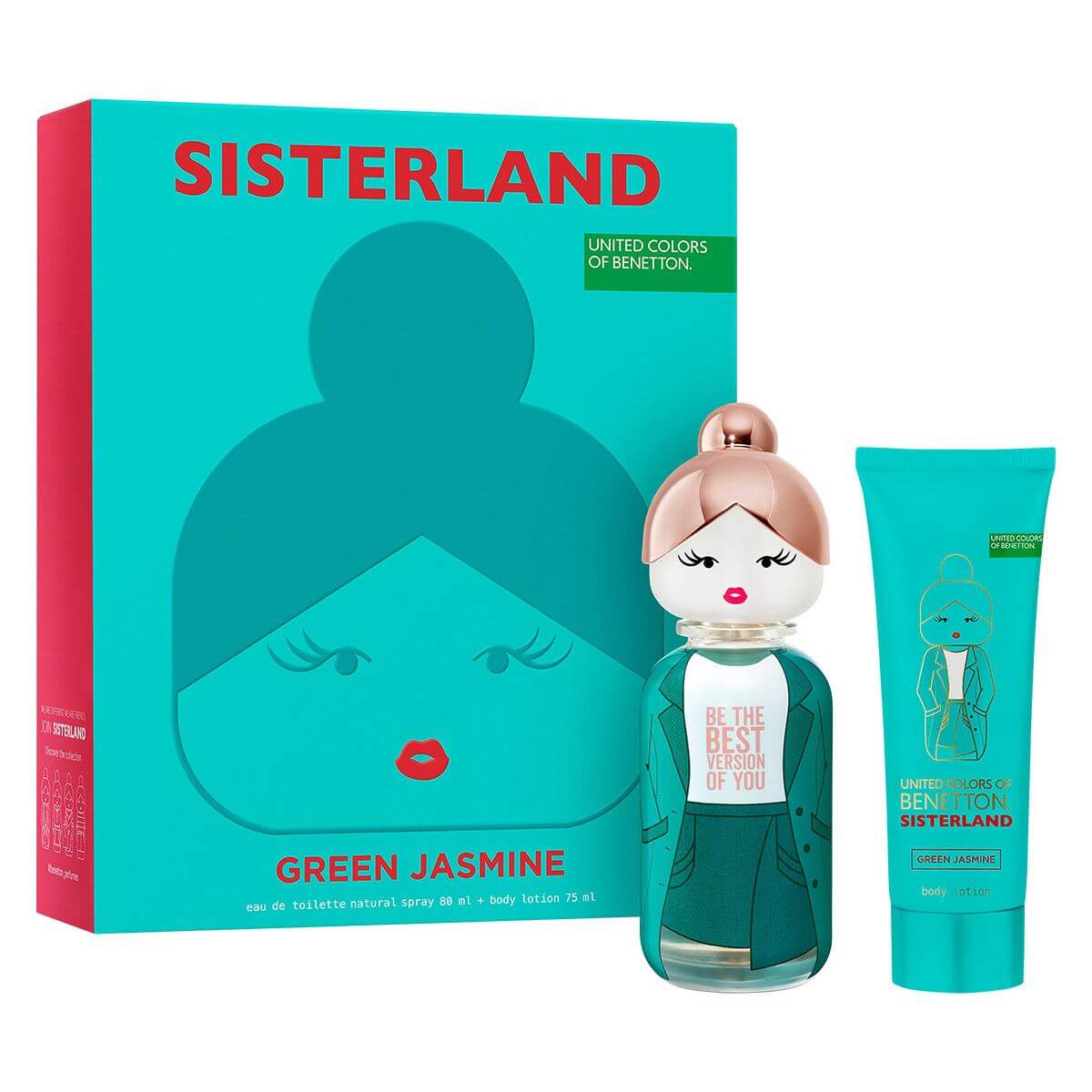 Foto 2 pulgar | Set Perfume Benetton Sisterland Green Jasmine Eau de Toilette 80 ml + Body Lotion 75 ml