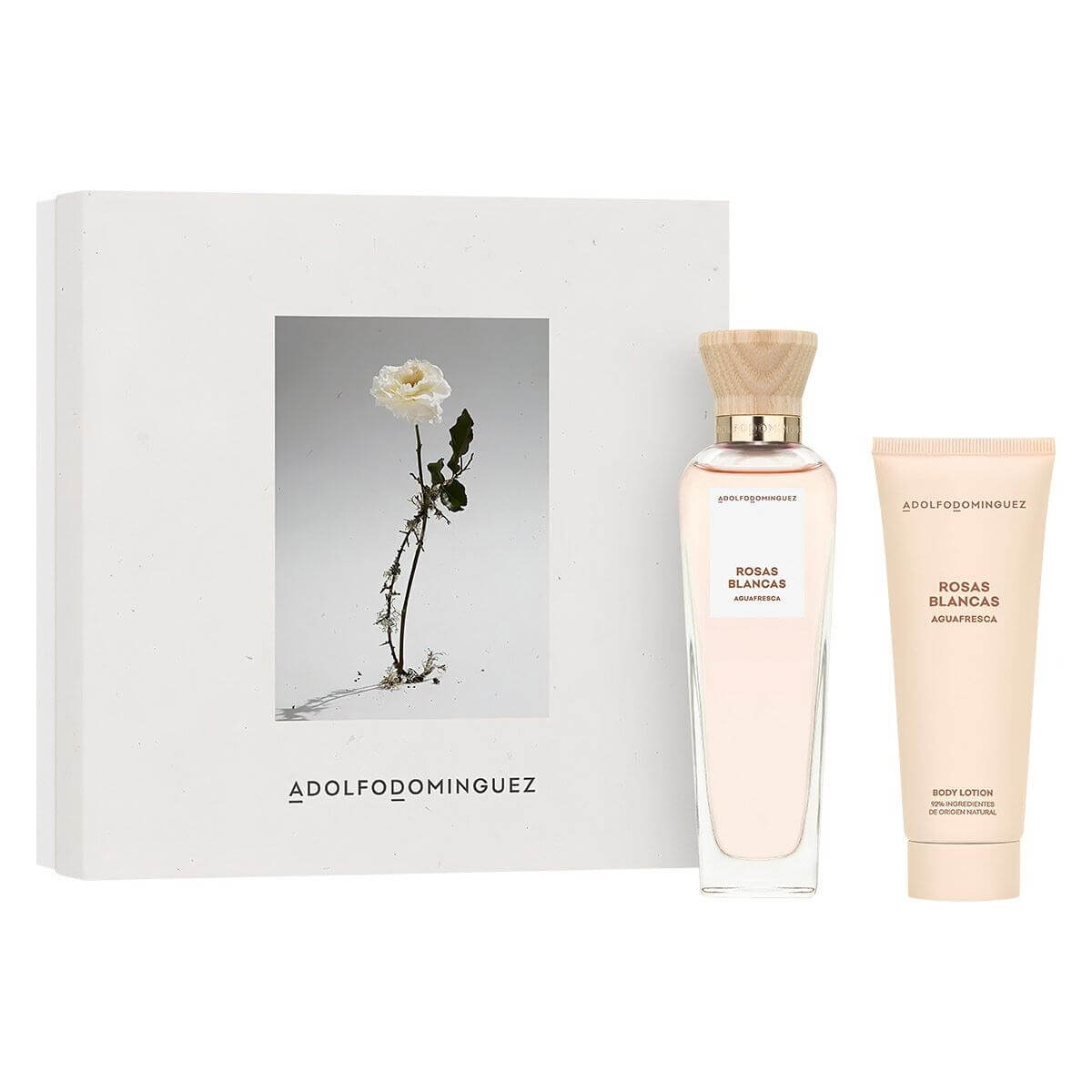 Set Adolfo Domínguez Agua Fresca de Rosas Blancas Eau de Toilette 120 ml + Body Lotion 75 ml $1,369