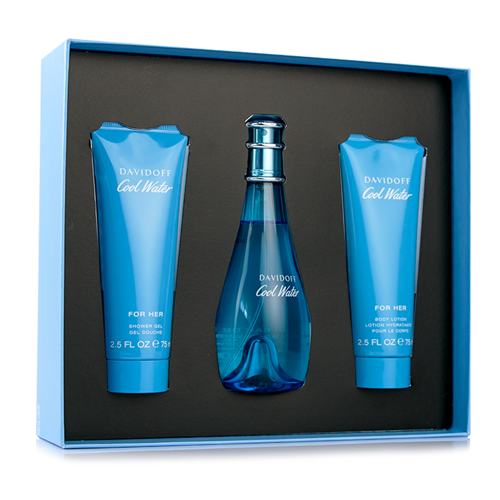 Foto 3 pulgar | Set para Dama Davidoff Cool Water EDT 100 ml + Crema Corporal 75 ml + Shower Gel 75 ml