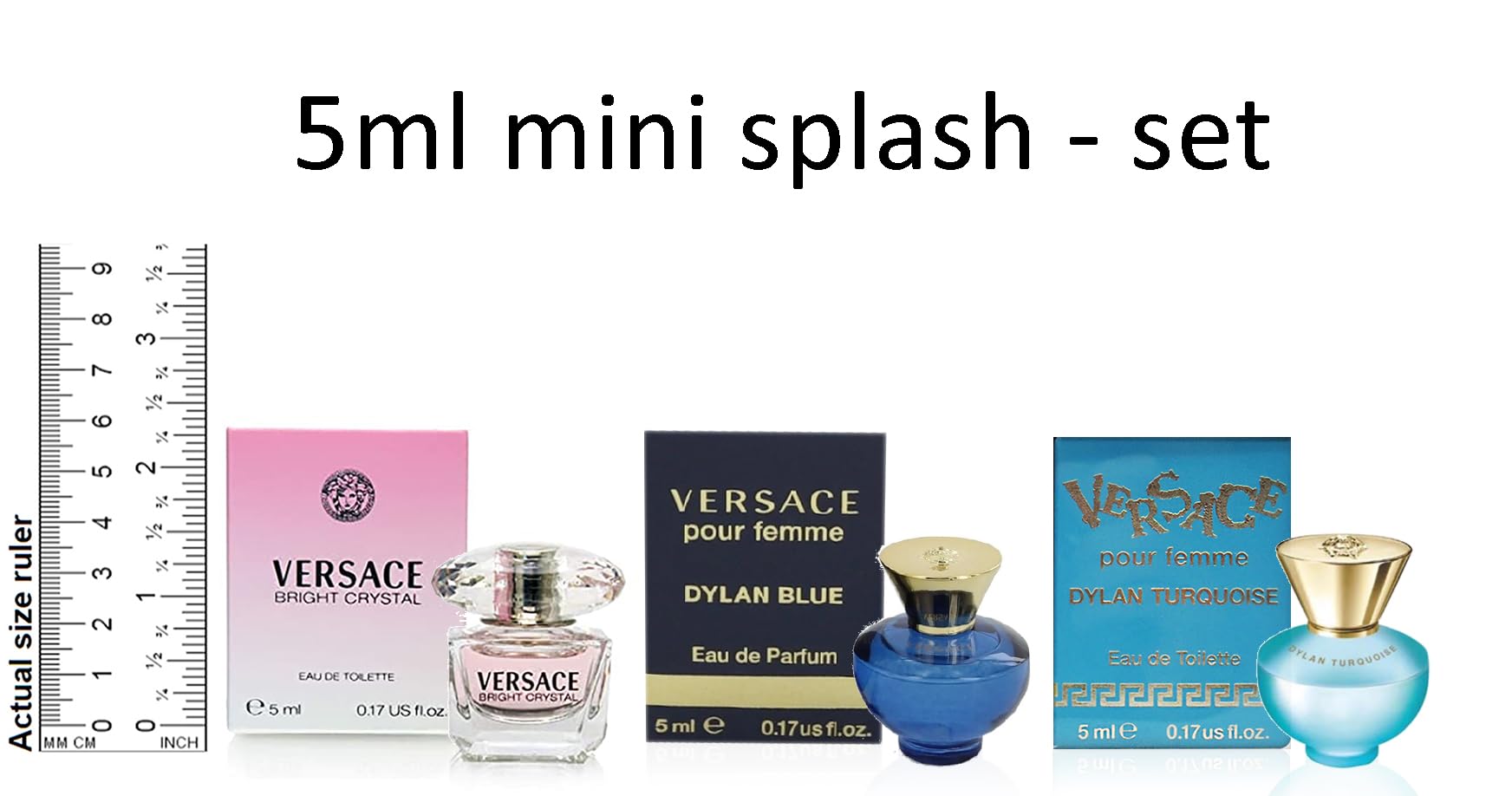 Foto 2 | Set de Perfumes Versace Dylan Turquesa/Dylan Blue/Bright Crystal 5 ml C/U - Venta Internacional