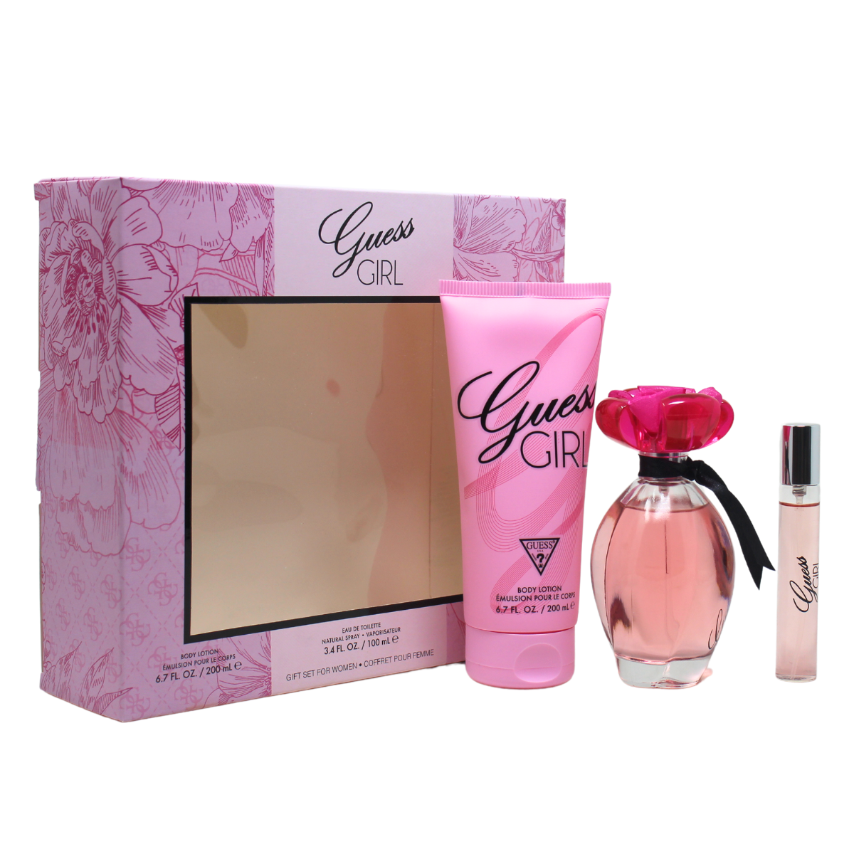 Fragancia Guess Girl Set De 3 Piezas Con Mini Para Mujer