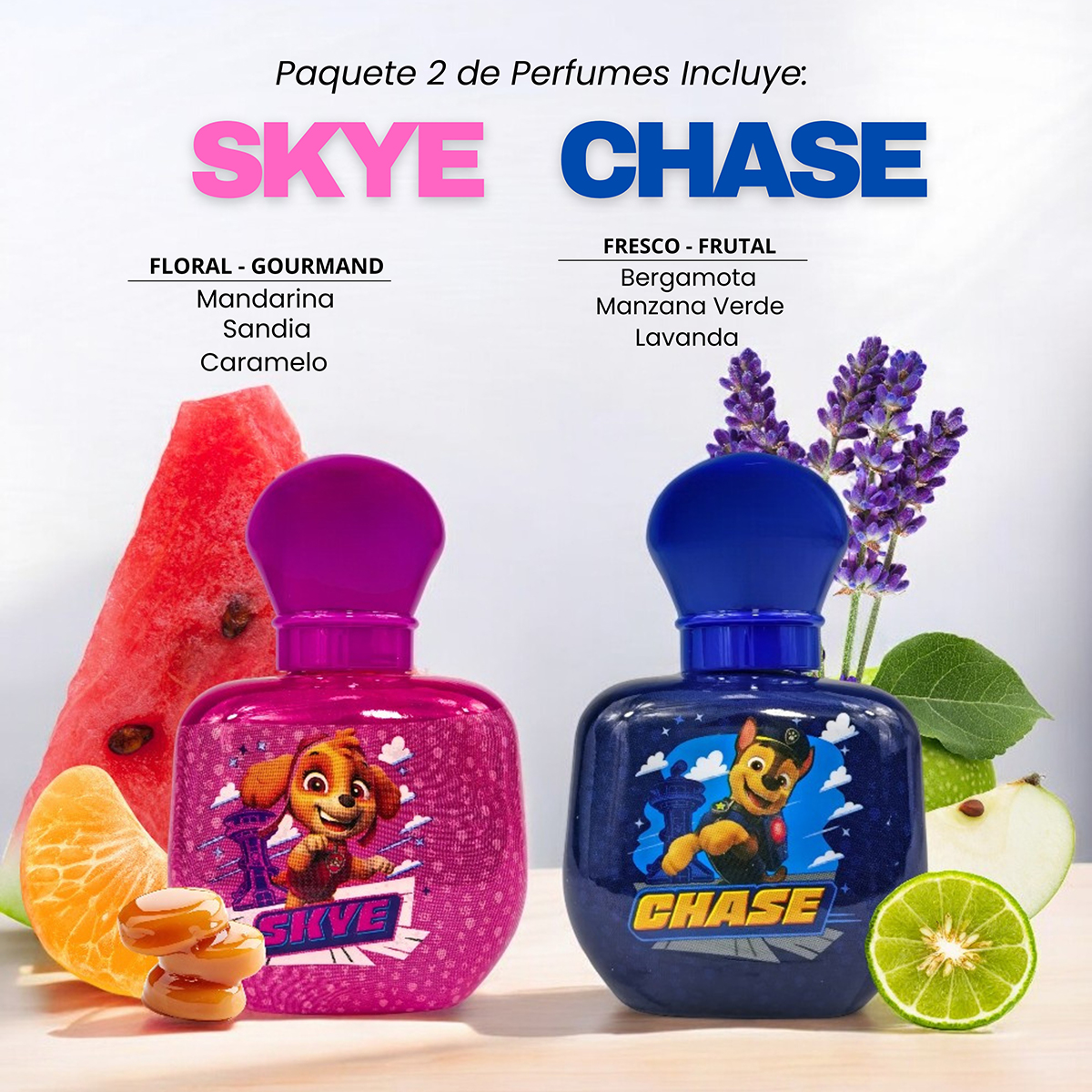 Foto 4 pulgar | Set Perfumes Zermat Paw Patrol Chase y Skye para Niño y para Niña 65 ml C/U
