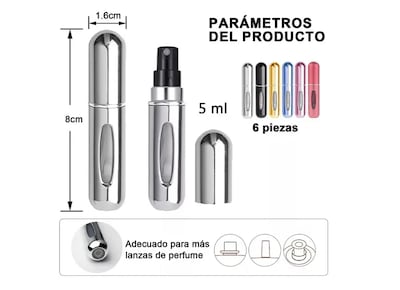 Foto 2 | Miniatomizador Xtellar 6 Piezas de 5 ml C/U