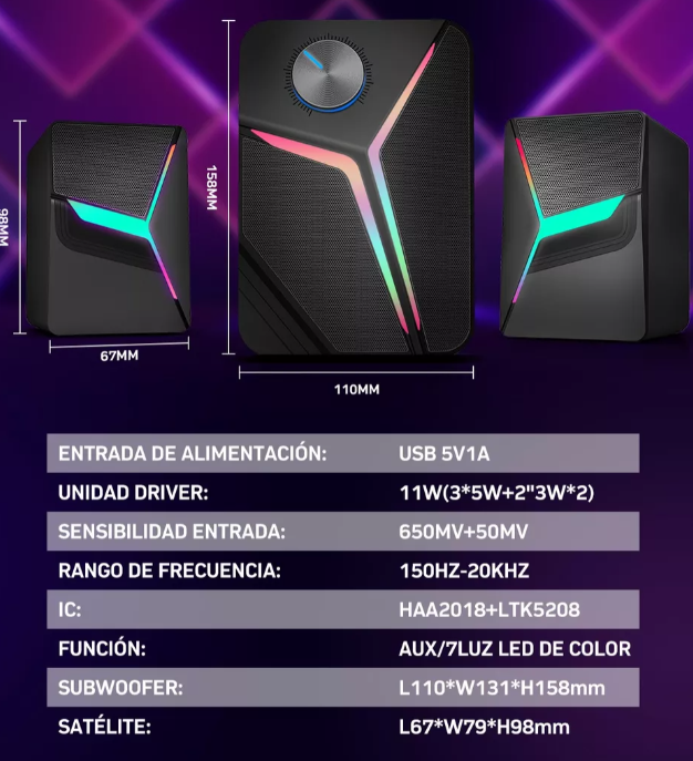 Foto 6 | Bocinas Gaming Xtellar Con Luces Rgb Led