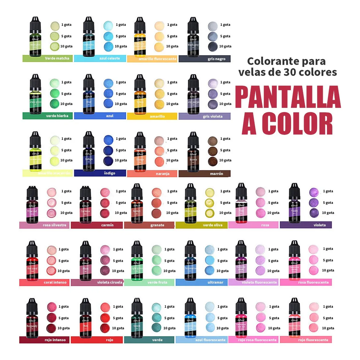 Foto 4 pulgar | 30 Colorantes Para Velas Solubles En Cera Y Aceite/colorantes Eo Safe Imports Esi-19797 Multicolor
