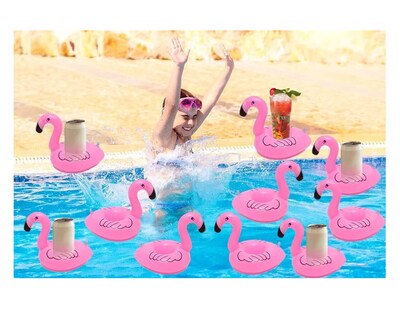 Foto 2 | Portavasos Flamingo Inflable Fiesta Alberca Bebidas 15 Pzs Rosa