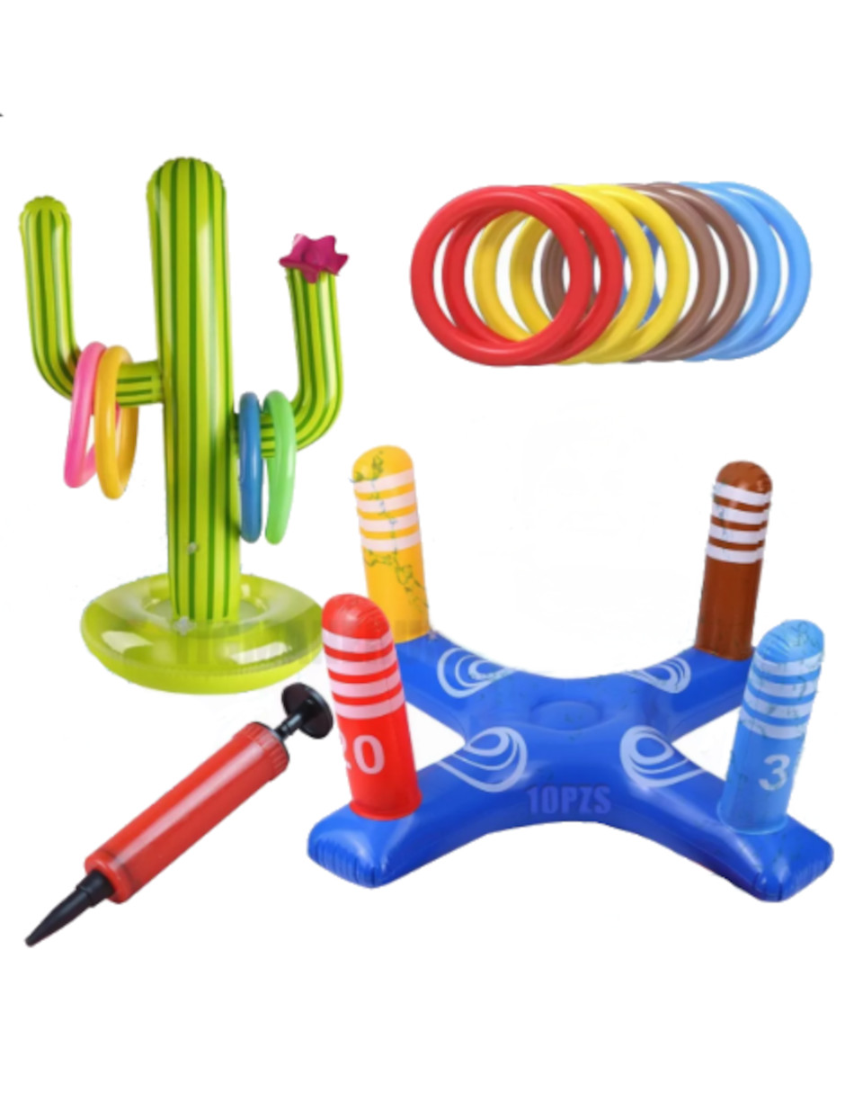 Foto 3 pulgar | Juego Inflable Lanzamiento Aros Dinámico + Termo de Agua