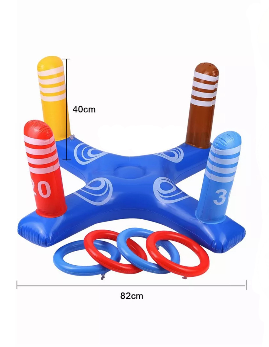 Foto 4 pulgar | Juego Inflable Lanzamiento Aros Dinámico + Termo de Agua
