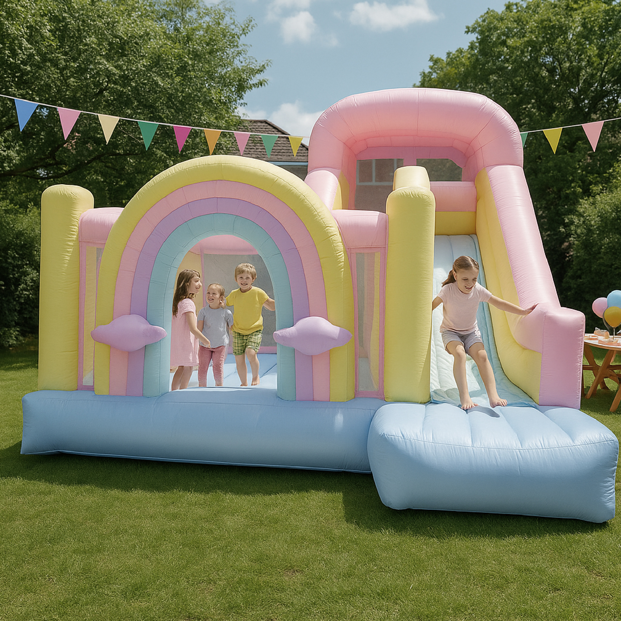 Foto 2 pulgar | Brincolín Inflable Rainbow Dreams + Soplador Pvc Resistente