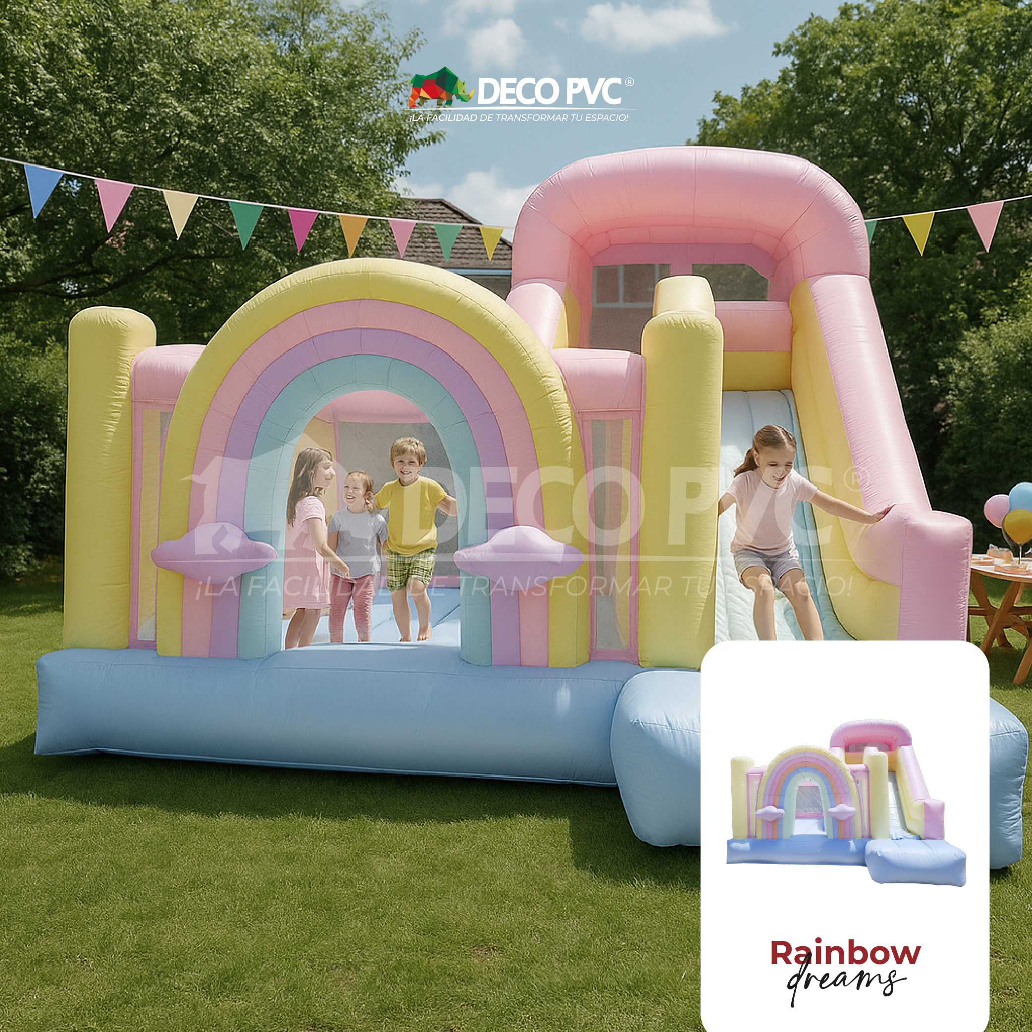 Foto 2 | Brincolín Inflable Rainbow Dreams + Soplador Pvc Resistente
