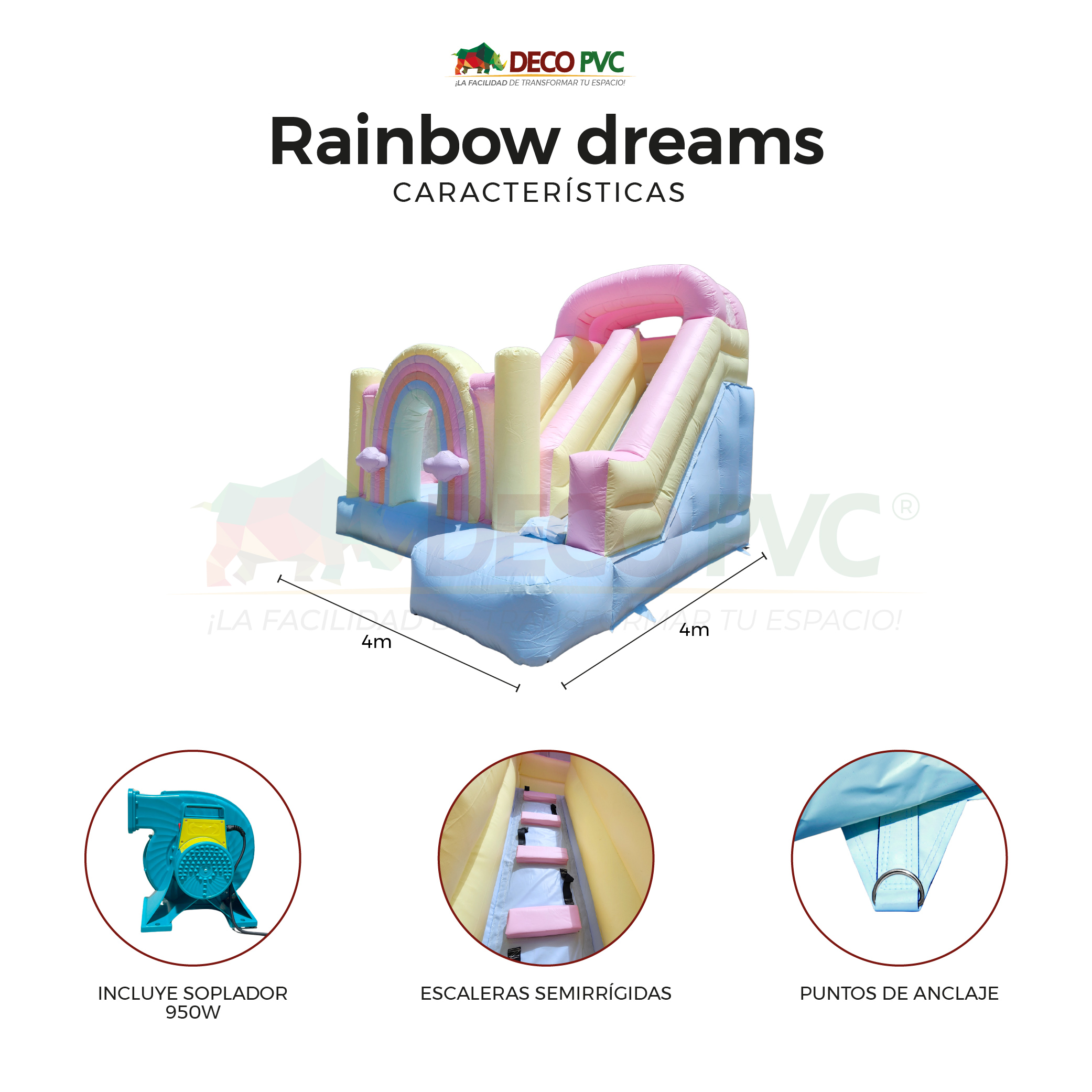Foto 4 | Brincolín Inflable Rainbow Dreams + Soplador Pvc Resistente