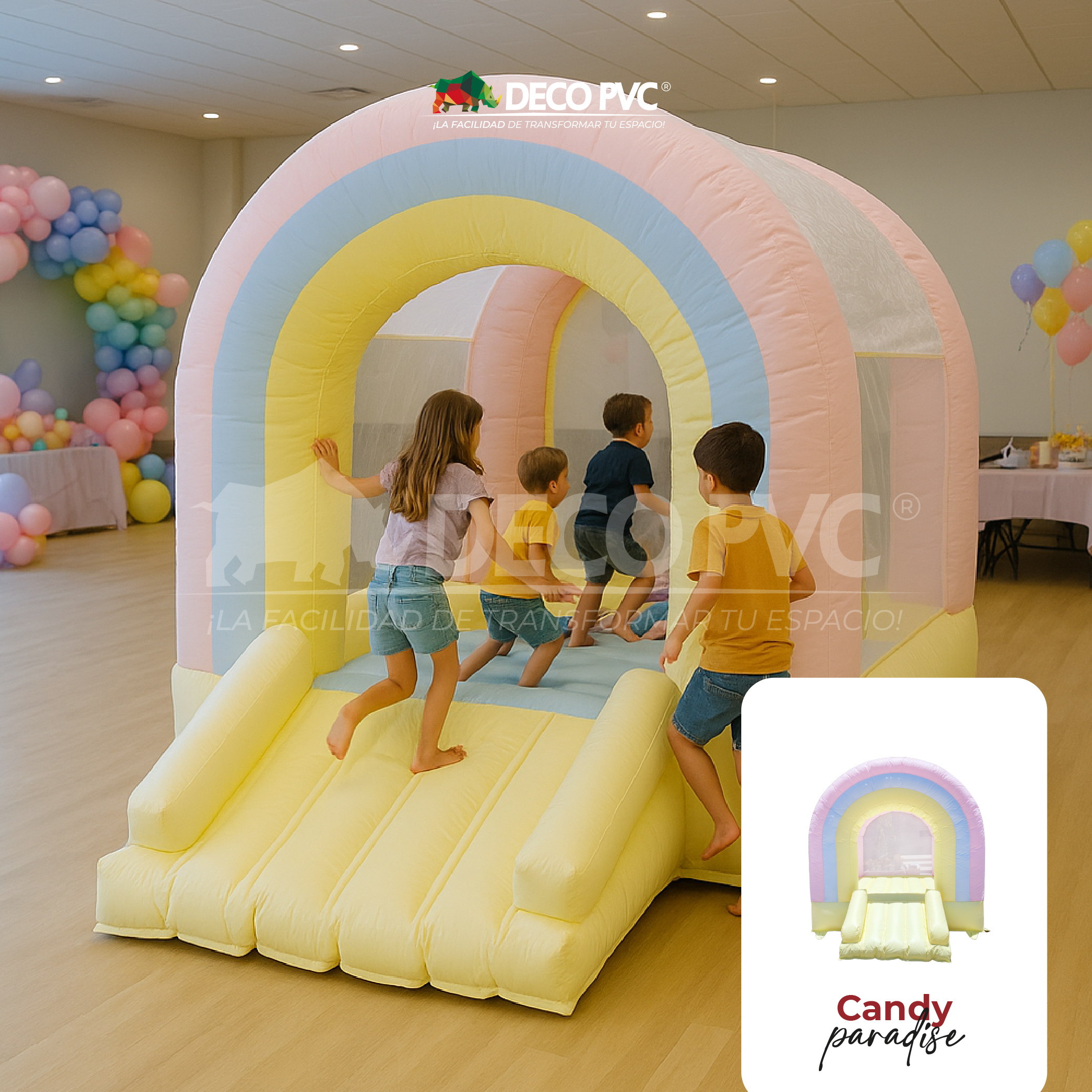 Foto 4 pulgar | Brincolín Inflable Candy Paradise + Soplador Pvc Resistente