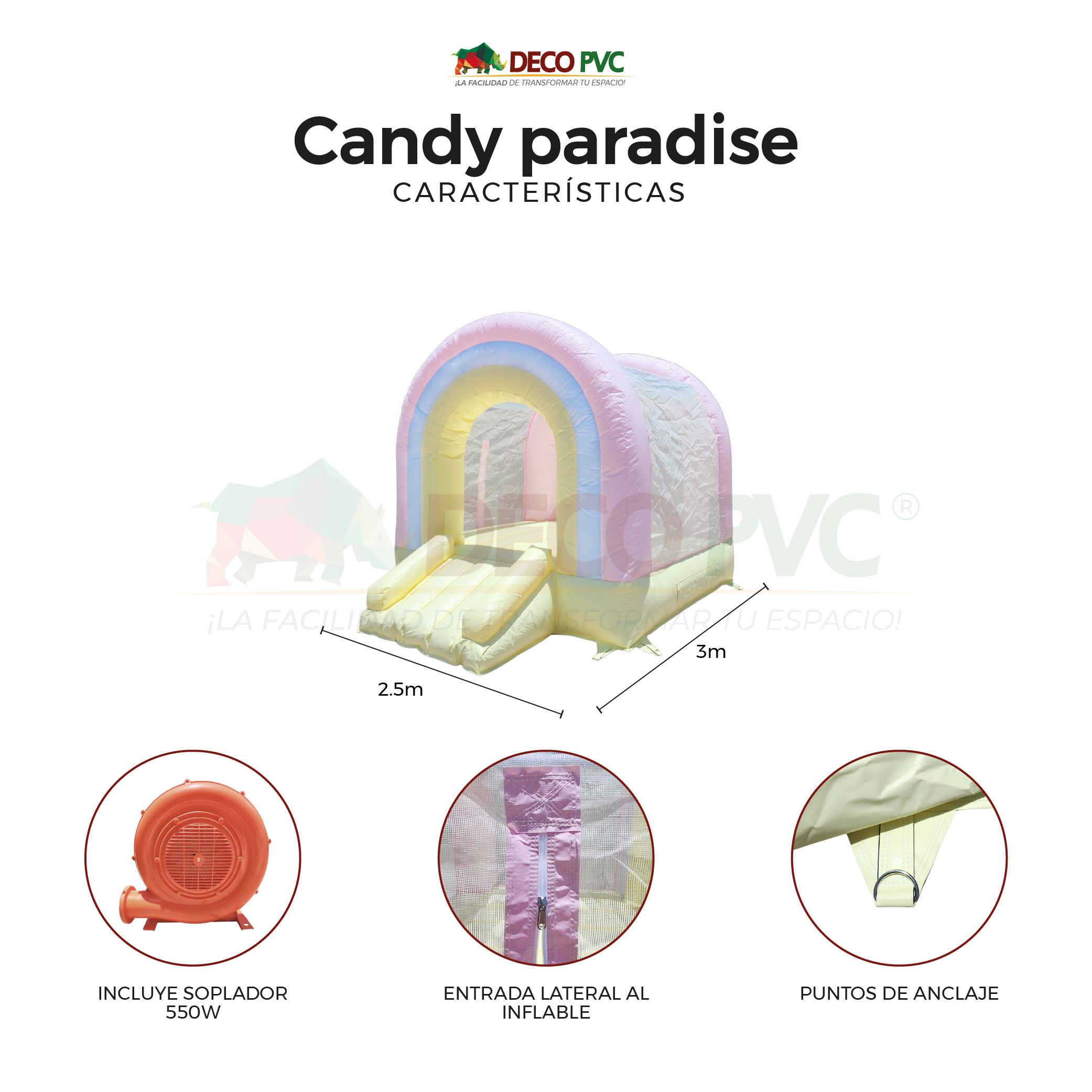 Foto 4 | Brincolín Inflable Candy Paradise + Soplador Pvc Resistente