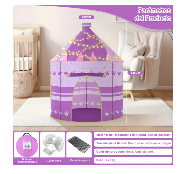 Foto 5 pulgar | Zelany Tienda Juguete Juego Casa Niñas Plegable Portátil Luz