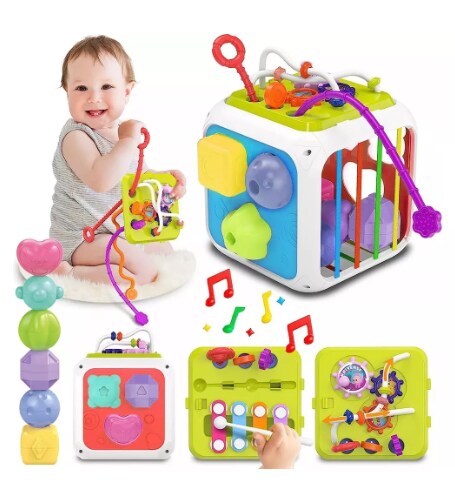 Juego De Enseñanza Para Bebés Wünd  Con Cubo De Actividades 7 En 1 Juguete Para Bebé Cubo De Actividades, $810
