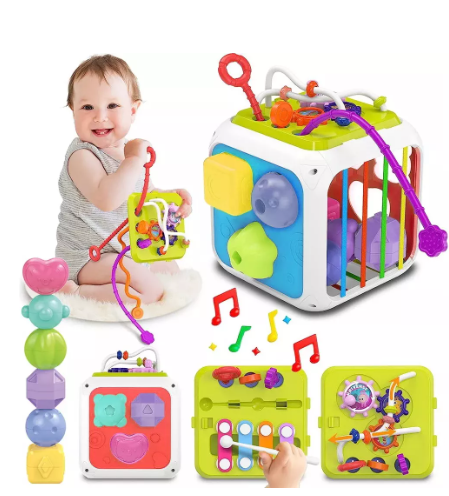 Juego De Enseñanza Para Bebés Con Cubo De Actividades 7 En 1 Juguete Para Bebé Cubo De Actividades, Niños P