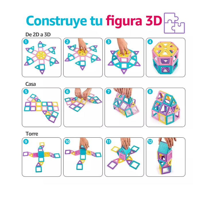 Foto 4 pulgar | Juguete De Bloques Construcción Magnéticos Para Niño 100 Pcs Color Rosa Wünd