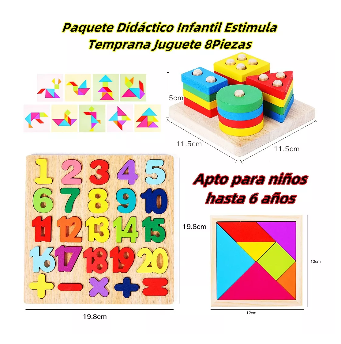 Foto 3 | Paquete Didáctico Infantil Estimula Temprana Juguete 8 Piezas, Varios Colores