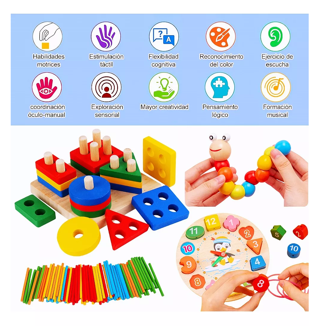 Foto 5 pulgar | Paquete Didáctico Infantil Estimula Temprana Juguete 8 Piezas, Varios Colores