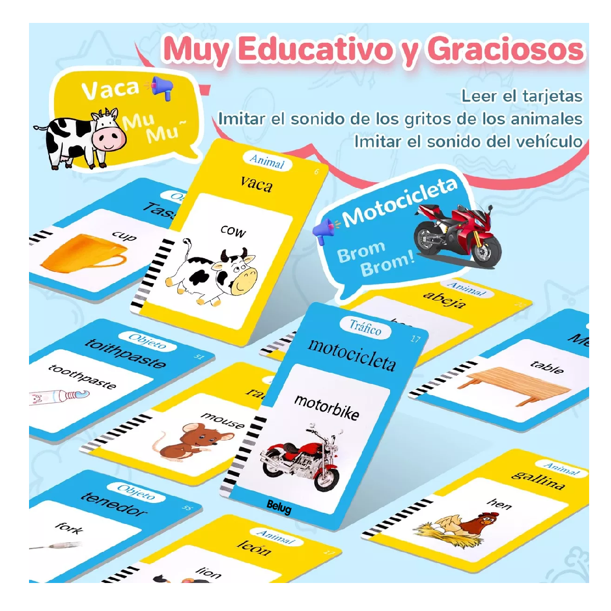 Foto 3 pulgar | Juguete Didáctico De Aprendizaje Inglés/español 510 Palabras Belug Multicolor