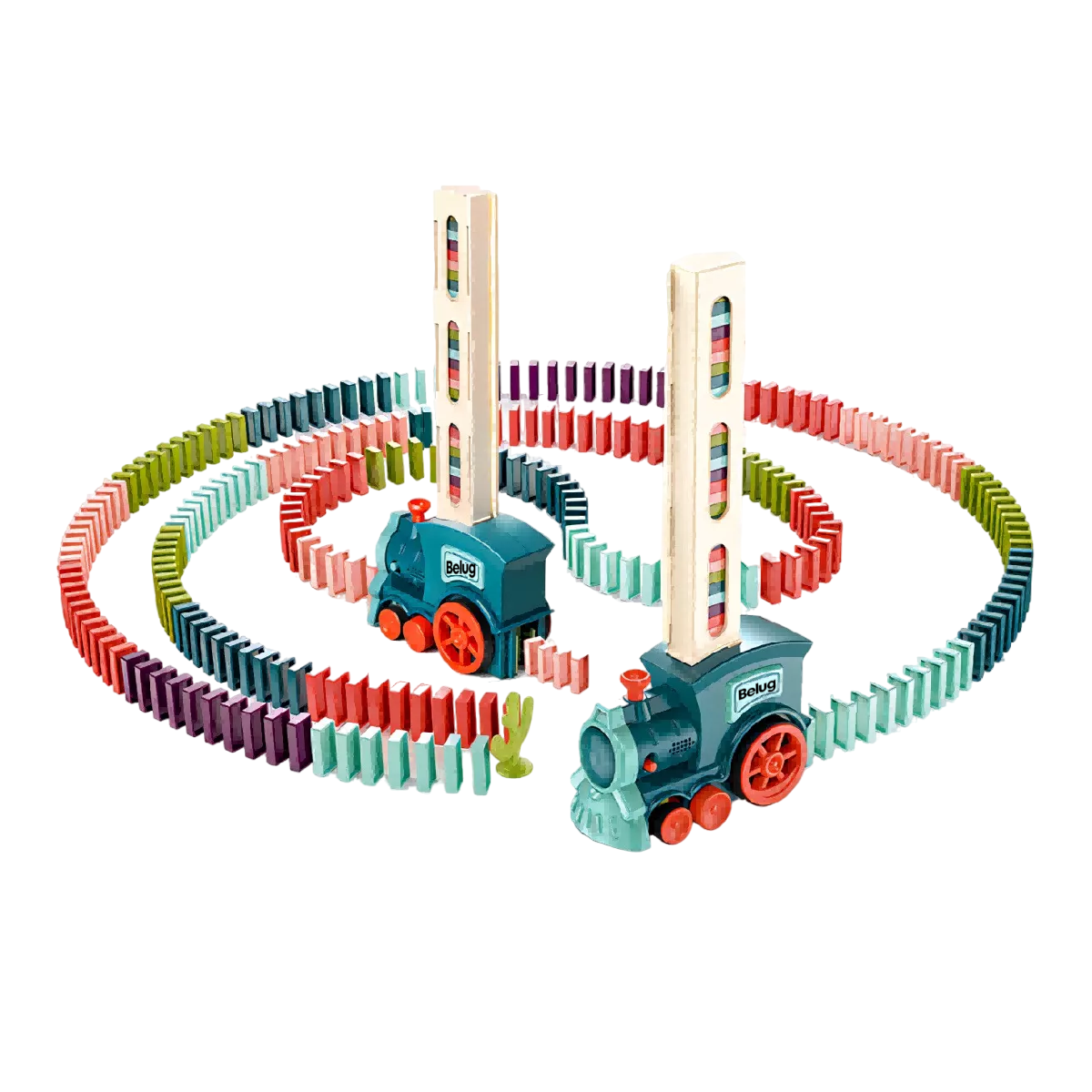 Juego Para Niños Tren Dominó Belug Vehículos De Juguete 180 Piezas