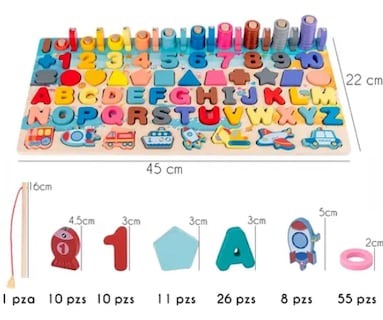 Foto 3 | Juguete Xtellar Educativo Tablero De Madera Niños Matemáticas Letras
