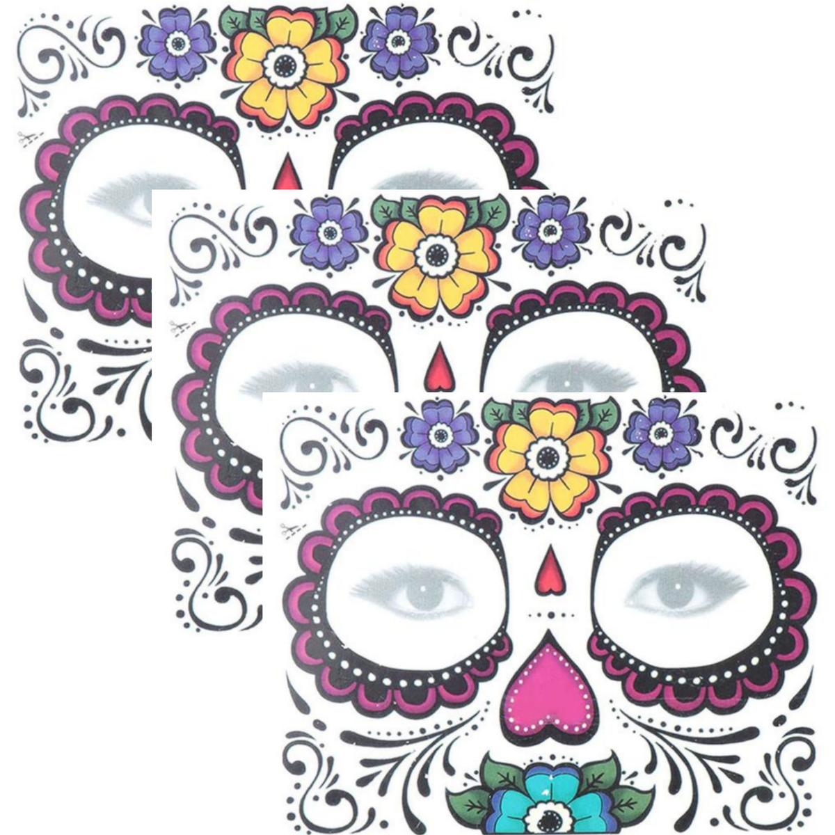 Calcomanias De Calavera Temporal Smilefun Mxtdc-003 3 Piezas Morado Y Lila