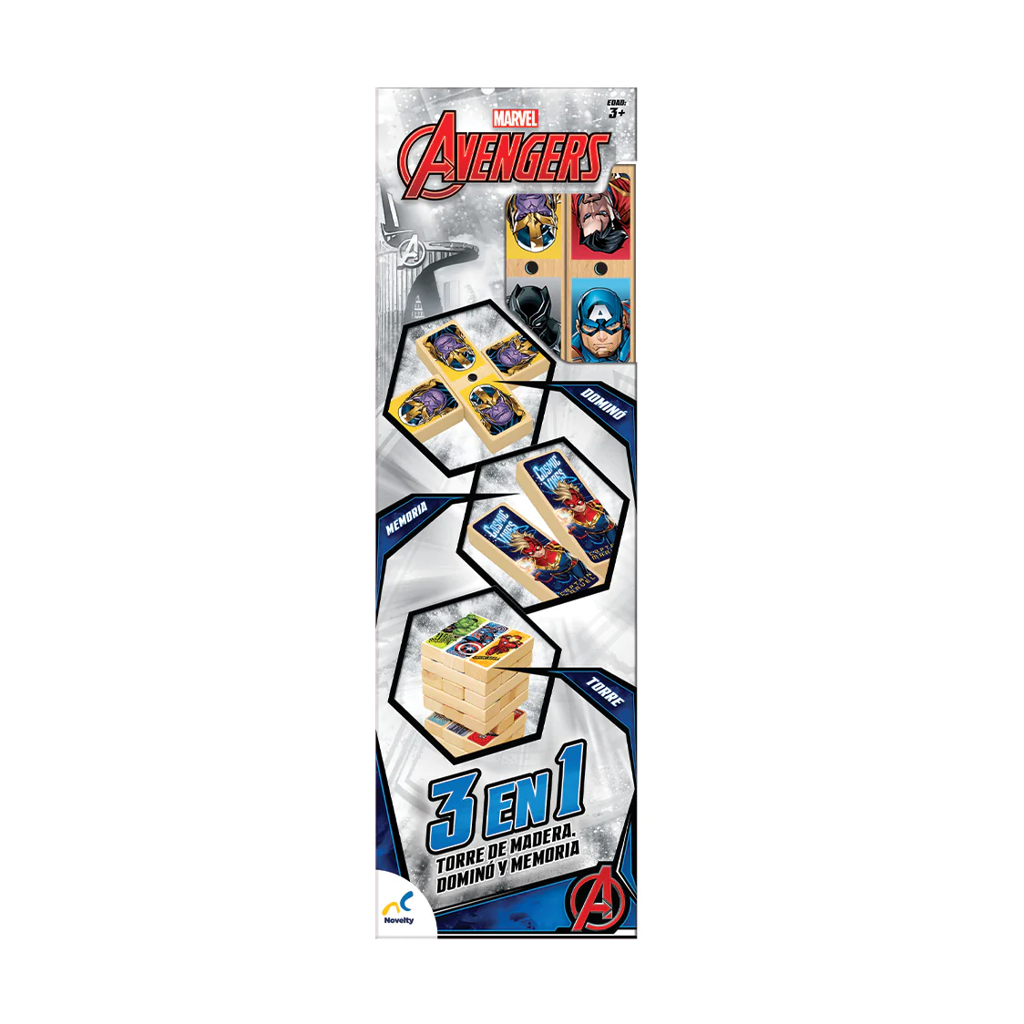 Foto 2 pulgar | Juego de Dominó Mediano Avengers en Caja - Diviértete con tus personajes favoritos