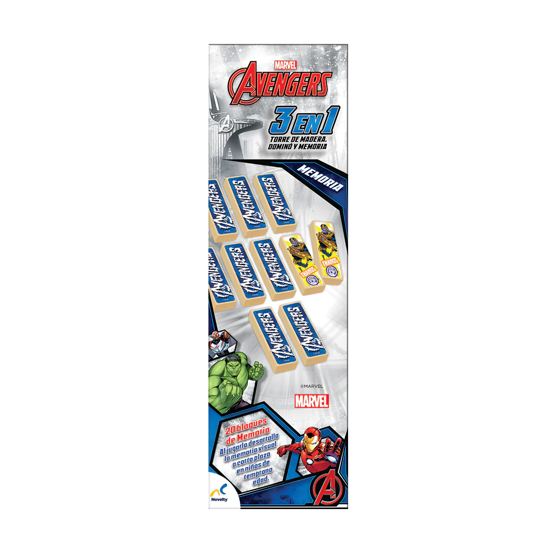 Foto 3 pulgar | Juego de Dominó Mediano Avengers en Caja - Diviértete con tus personajes favoritos