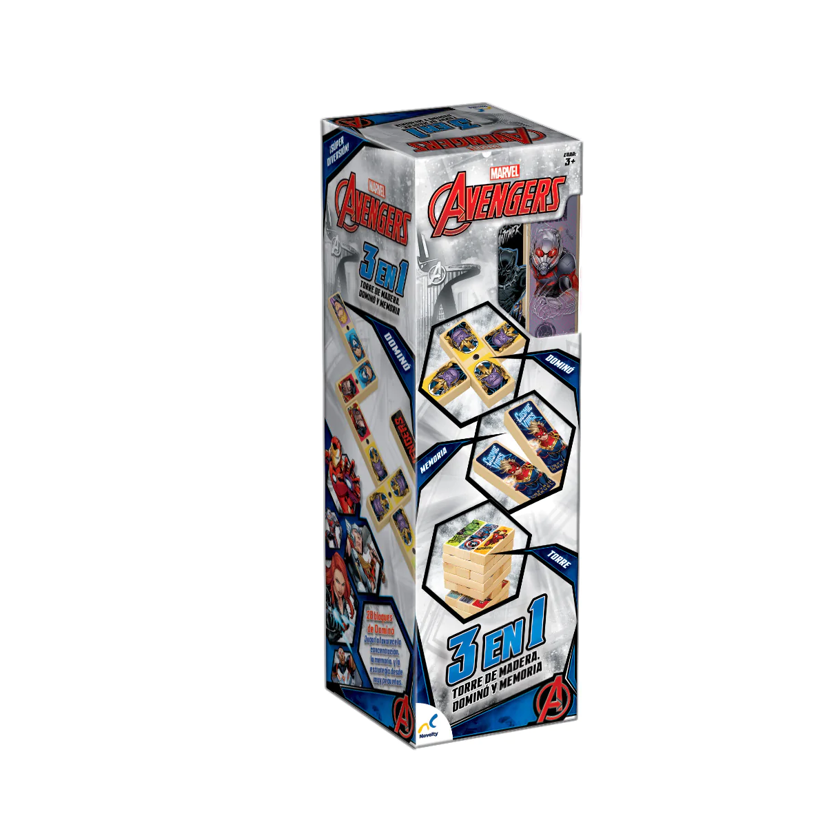 Foto 4 pulgar | Juego de Dominó Mediano Avengers en Caja - Diviértete con tus personajes favoritos