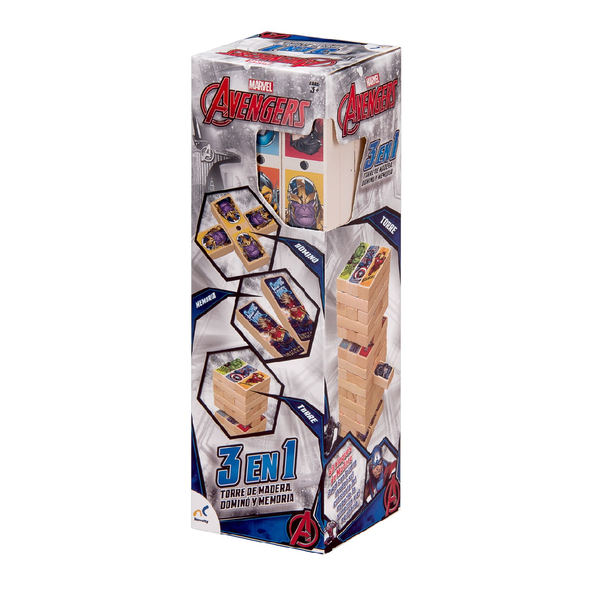Foto 5 pulgar | Juego de Dominó Mediano Avengers en Caja - Diviértete con tus personajes favoritos