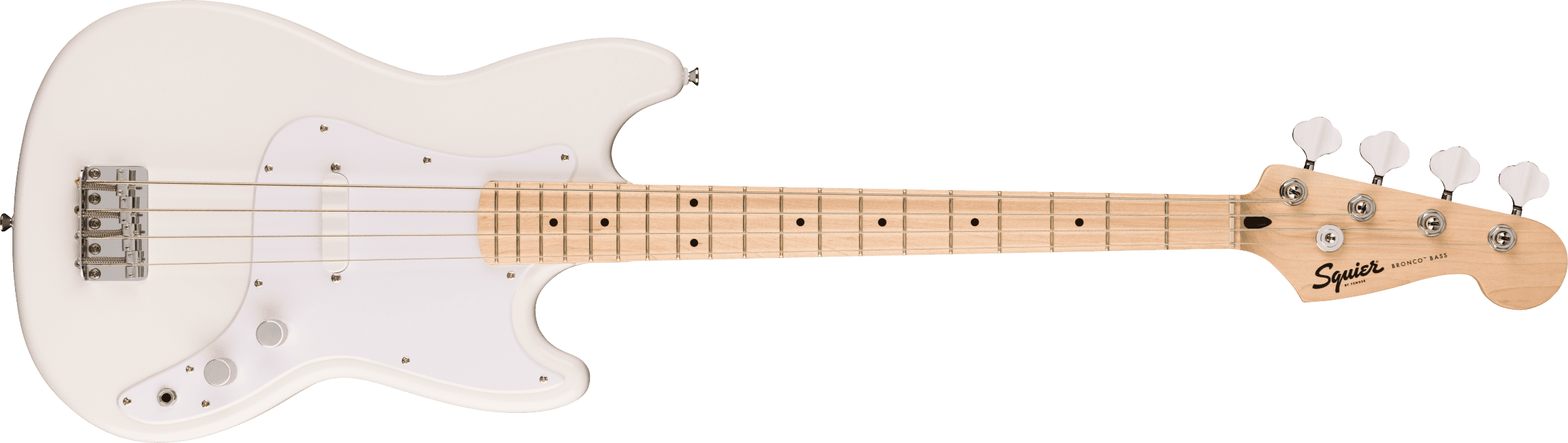 Bajo Electrico Squier Sonic  Bronco™, Color Blanco Diapasón De Arce, Golpeador Blanco, Blanco Ártico