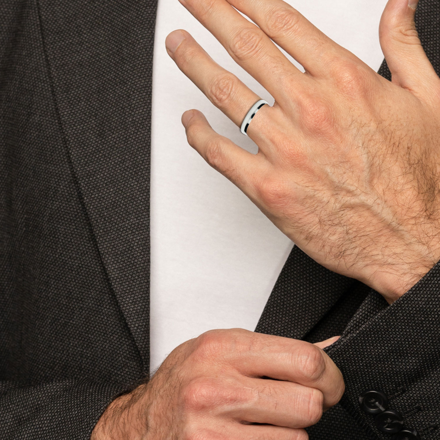 Foto 6 pulgar | Argolla Matrimonial Mano Forjada 654h6 Blanco Talla 13