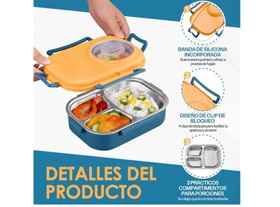 Foto 5 | Bento Box Fiambrera Acero Inoxidable Lunchera Escolar