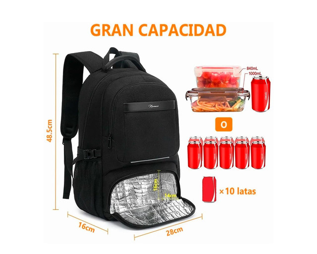 Foto 2 | Mochila Antirrobo Impermeable Portátil Negro