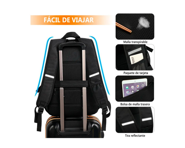 Foto 3 | Mochila Antirrobo Impermeable Portátil Negro