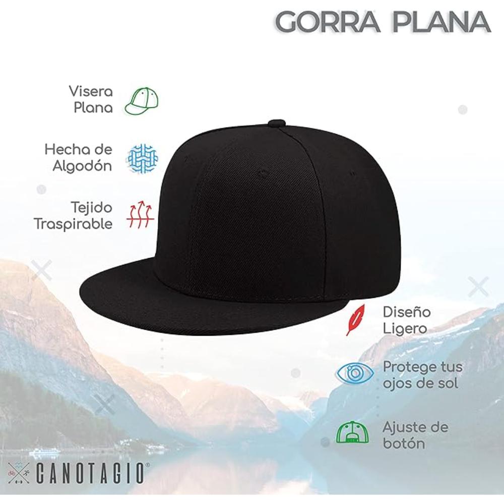 Foto 3 pulgar | Gorra  Ajustable Con Visera Plana Color Negra
